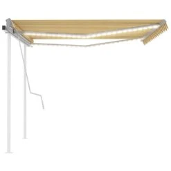 VIDAXL Auvent Manuel Rétractable Avec Led 4,5x3 M Jaune Et Blanc -Élégance Jardin 645a95d7e55ff0.80011337
