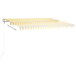 VIDAXL Auvent Manuel Rétractable Avec Led 4,5x3 M Jaune Et Blanc -Élégance Jardin 645a95d7e85766.11784377