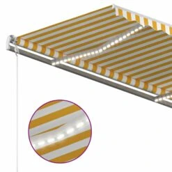 VIDAXL Auvent Manuel Rétractable Avec Led 4,5x3 M Jaune Et Blanc -Élégance Jardin 645a95d7ef8b42.65888274