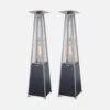 Lot De 2 Chauffages D'extérieur - Sweden - Parasols Chauffants Gaz Pyramide. Design. Véritable Flamme. Roulettes Incluses -Élégance Jardin 645b909370fc40.40658386