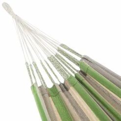 Toile De Hamac Rayée - Citron Vert / Gris Clair / écru. 1 Personne. 100% Polycoton. 240x160cm -Élégance Jardin 64627e205cf1a4.53161711