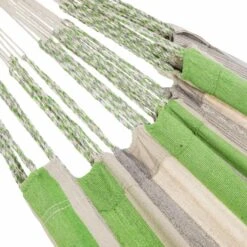 Toile De Hamac Rayée - Citron Vert / Gris Clair / écru. 1 Personne. 100% Polycoton. 240x160cm -Élégance Jardin 64627e206630e1.79119739