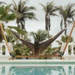 Toile De Hamac Marron. 1 Personne. 100% Polycoton. 240x160cm -Élégance Jardin 64627e2d787ed7.69692440