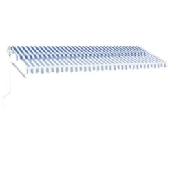 VIDAXL Auvent Automatique Capteur De Vent/led 500x300 Cm Bleu Et Blanc 12 VIDAXL Auvent Automatique Capteur De Vent/led 500x300 Cm Bleu Et Blanc -Élégance Jardin 646716063422e7.23553186