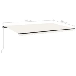 VIDAXL Auvent Manuel Rétractable 500x300 Cm Crème -Élégance Jardin 6467160f4e5ed4.90597800
