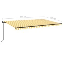 VIDAXL Auvent Manuel Rétractable 500x300 Cm Jaune Et Blanc -Élégance Jardin 64671613b19f95.63166059