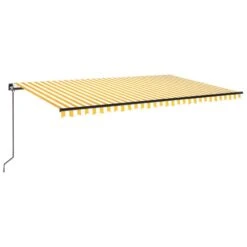 VIDAXL Auvent Manuel Rétractable 500x300 Cm Jaune Et Blanc -Élégance Jardin 64671613b515d2.34162070