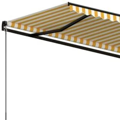 VIDAXL Auvent Manuel Rétractable 500x300 Cm Jaune Et Blanc -Élégance Jardin 64671613b7e3f5.95952100