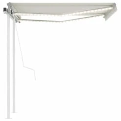 VIDAXL Auvent Automatique Avec Capteur De Vent Et Led 3,5x2,5 M Crème -Élégance Jardin 646716152d88e9.30282208