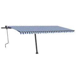 VIDAXL Auvent Manuel Rétractable Sur Pied 500x350 Cm Bleu/blanc 10 VIDAXL Auvent Manuel Rétractable Sur Pied 500x350 Cm Bleu/blanc -Élégance Jardin 64671616bb8627.99747694