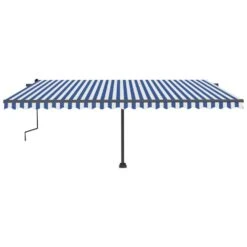 VIDAXL Auvent Manuel Rétractable Sur Pied 500x350 Cm Bleu/blanc 11 VIDAXL Auvent Manuel Rétractable Sur Pied 500x350 Cm Bleu/blanc -Élégance Jardin 64671616becfb7.74848947