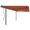 VIDAXL Auvent Automatique Rétractable Poteaux 4x3,5 M Orange Marron -Élégance Jardin 64671619cd33c2.40684961