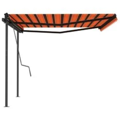 VIDAXL Auvent Automatique Rétractable Poteaux 4x3,5 M Orange Marron -Élégance Jardin 64671619d7b8c4.08608694