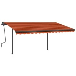 VIDAXL Auvent Automatique Rétractable Poteaux 4x3,5 M Orange Marron -Élégance Jardin 64671619db05d2.21879902