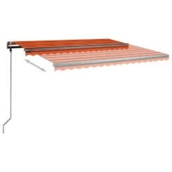 VIDAXL Auvent Automatique Rétractable Poteaux 4x3,5 M Orange Marron -Élégance Jardin 64671619de1328.06549695