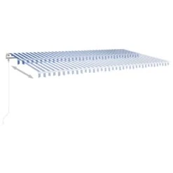 VIDAXL Auvent Automatique Capteur De Vent Led 600x350 Cm Bleu Et Blanc -Élégance Jardin 6467161e50b8f2.31547449