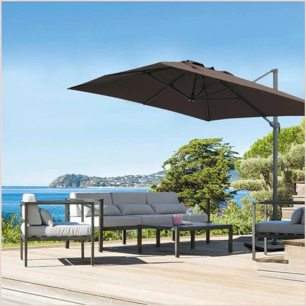Parasol Déporté Marron Natural + Dalle Et Housse L400xh272xl300 - Jules - Cezare 8 Parasol Déporté Marron Natural + Dalle Et Housse L400xh272xl300 - Jules - Cezare – Image 6