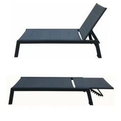 Baisao - Bain De Soleil Droit Textilène Aluminium - Inclinable Et Confortable - Léger Et Facile à Déplacer - Roulettes Arrière - -Élégance Jardin 646d14a8a12123.78431812