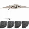 Parasol Déporté 3x4m Et 4 Dalles Lestées Aluminium Blanc -Élégance Jardin 646e58d3963bc4.22483393