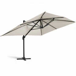 Parasol Déporté 3x4m Et 4 Dalles Lestées Aluminium Blanc -Élégance Jardin 646e58d39da730.83346566