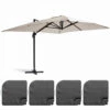 Parasol Déporté 3x4m Et 4 Dalles à Remplir Aluminium Blanc