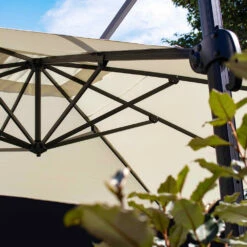 Parasol Déporté 3x4m Et 4 Dalles à Remplir Aluminium Blanc -Élégance Jardin 646e58e464e700.75581675