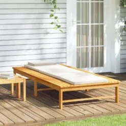 VIDAXL Chaise Longue Coussin/oreiller Blanc Crème Bois Massif Acacia -Élégance Jardin 646f54e22d64f6.56757023