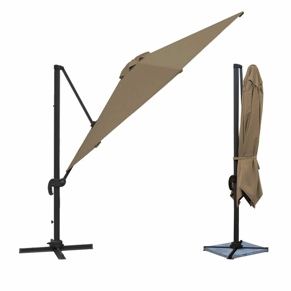 Oahu - Parasol Déporté Avec Housse De Rangement - Inclinable Rotatif Et Rabattable - Protection Uv - Ouverture Facile - Taupe 3x3m 4 Oahu - Parasol Déporté Avec Housse De Rangement - Inclinable Rotatif Et Rabattable - Protection Uv - Ouverture Facile - Taupe 3x3m – Image 2