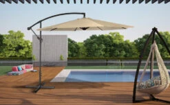 Oahu - Parasol Déporté Rond Diamètre 3 Mètres - Acier - Housse De Rangement - Protection Uv - Ouverture Facile -Élégance Jardin 646f550b7400e7.83478795