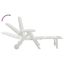 VIDAXL Chaise Longue Pliable Avec Roues Blanc Pp -Élégance Jardin 6470a72c8e9633.27655494