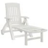 VIDAXL Chaise Longue Pliable Avec Roues Blanc Pp -Élégance Jardin 6470a72c9376f3.21473543
