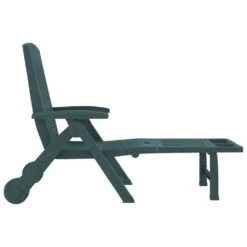 VIDAXL Chaise Longue Pliable Avec Roues Vert Pp -Élégance Jardin 6470a72d463a59.65136208