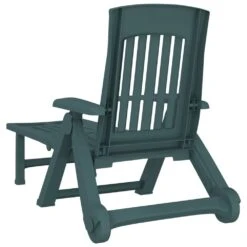 VIDAXL Chaise Longue Pliable Avec Roues Vert Pp -Élégance Jardin 6470a72d534273.17985752