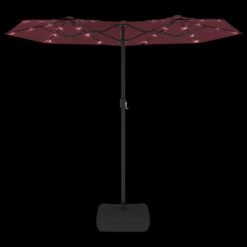 VIDAXL Parasol à Double Tête Avec Led Rouge Bordeaux 316x240 Cm -Élégance Jardin 6470a7331d2d43.23817155