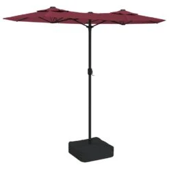 VIDAXL Parasol à Double Tête Avec Led Rouge Bordeaux 316x240 Cm -Élégance Jardin 6470a733262515.69731481