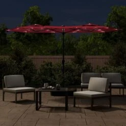 VIDAXL Parasol à Double Tête Avec Led Rouge Bordeaux 316x240 Cm -Élégance Jardin 6470a7332c4877.75323388