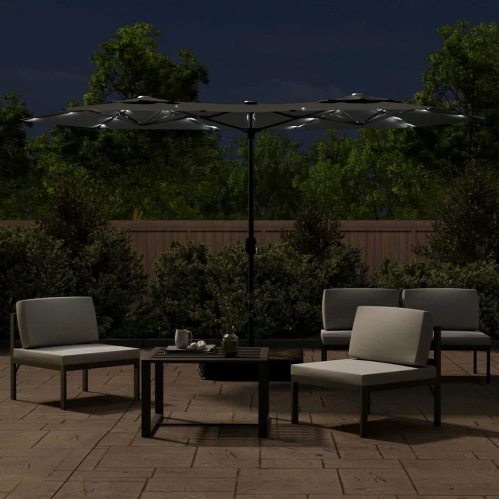 VIDAXL Parasol à Double Tête Avec Led Anthracite 316x240 Cm 5 VIDAXL Parasol à Double Tête Avec Led Anthracite 316x240 Cm – Image 3