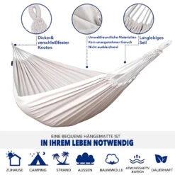 Mercury Hamac En Coton Avec Support En Acier De Dimensions 270x120x80cm, Capacité Maximale En 110kg -Élégance Jardin 64763e2b615ec9.37955228