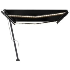 VIDAXL Auvent Automatique Capteur De Vent Et Led 500x350 Cm Anthracite -Élégance Jardin 6480d1cdeb2440.75356831