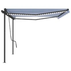 VIDAXL Auvent Automatique Capteur De Vent Et Led 5x3,5 M Bleu Et Blanc 12 VIDAXL Auvent Automatique Capteur De Vent Et Led 5x3,5 M Bleu Et Blanc -Élégance Jardin 6480d1e6e18c97.78156908