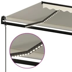 VIDAXL Auvent Automatique Avec Capteur De Vent Et Led 600x350 Cm Crème -Élégance Jardin 6480d1ef0f9cd6.37835073
