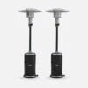 Lot De 2 Chauffages Extérieur à Gaz Noir. Parasols Chauffants De Terrasse Finland 12.5kw Avec Roulettes