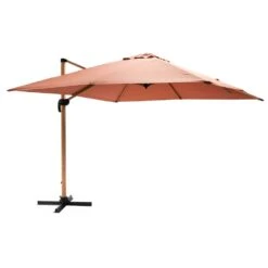 Parasol Déporté Carré 3x3m Effet Bois Argile -Élégance Jardin 64886501b949d3.92437871