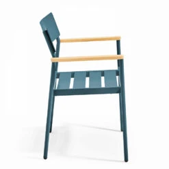 Fauteuil De Jardin En Aluminium Et Bois Bleu Canard -Élégance Jardin 648865188bbd91.29335193