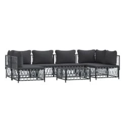 VIDAXL Salon De Jardin 7 Pcs Avec Coussins Anthracite Acier -Élégance Jardin 648c40bd306238.21148381