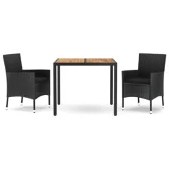 VIDAXL Ensemble De Salle à Manger De Jardin Avec Coussins 3 Pcs Noir -Élégance Jardin 648c91b82d5808.65697135