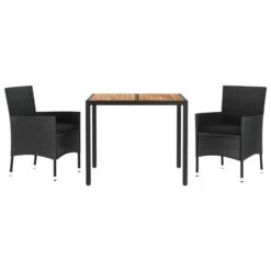 VIDAXL Ensemble De Salle à Manger De Jardin Avec Coussins 3 Pcs Noir -Élégance Jardin 648c91b83053c6.32016839