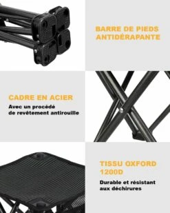 Mini Tabouret Pliable - Kingcamp - Noir - Sac De Transport Inclus -Élégance Jardin 6494a878df4b86.62200711