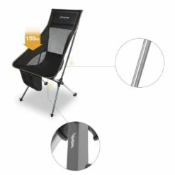 Chaise De Camping Pliable Avec Grand Dossier - Kingcamp - Noir - Sac De Transport Inclus -Élégance Jardin 6494abcfa927c2.42879213