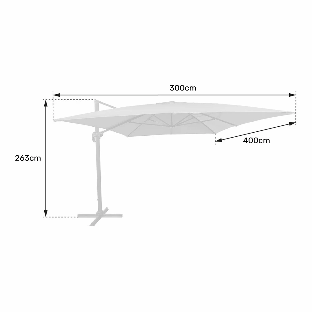 Parasol Déporté Molokai Rectangulaire 3x4m Bleu + Housse 6 Parasol Déporté Molokai Rectangulaire 3x4m Bleu + Housse – Image 4